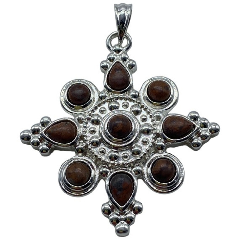 Unakite Gemstone Sterling Silver 925 Pendant 2.25in